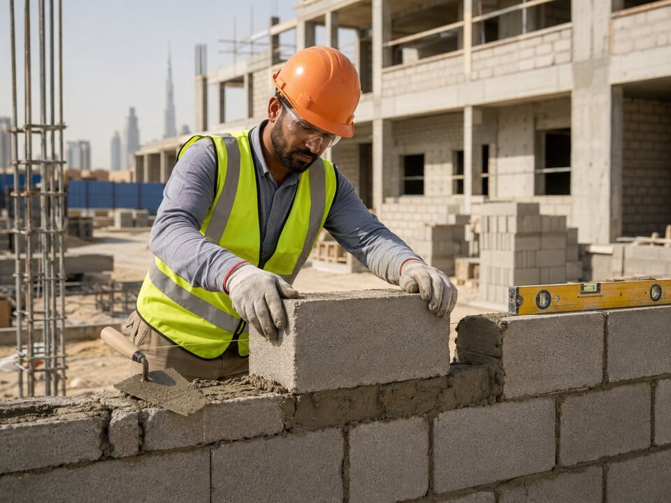Mason at work